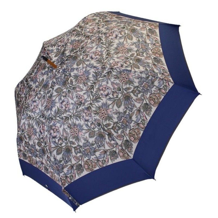 H2O Parapluies Limited Edition Umbrellas | Long Floral Umbrella With Blue Band